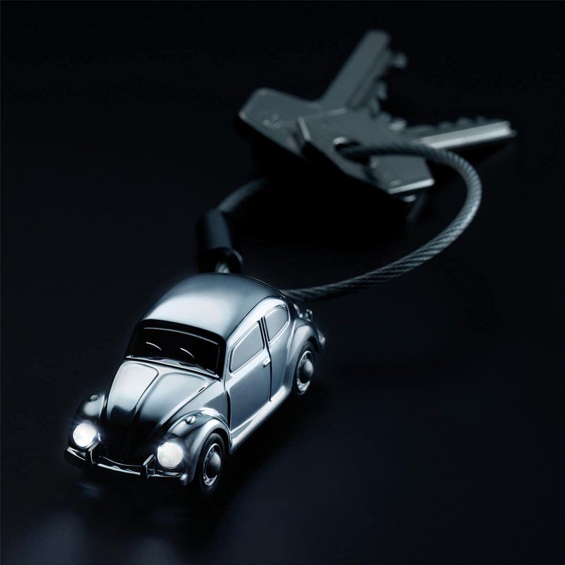 TROIKA Light Beetle 1964 - KR16-40/CH - Keyring Volkswagen car, with White LED Light - cast Metal- Shiny - Chrome Plated - Silver - Image 3